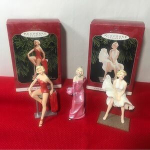 MARILYN MONROE Lot of 3 Hallmark Christmas Ornaments Vintage Patricia Andrews